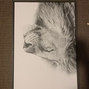 Lion canvas wooden border
